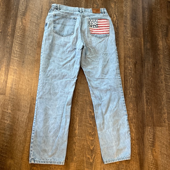 VINTAGE TOMMY HILFIGER JEANS - WOMEN'S LIGHT WASH AMERICAN FLAG POCKET - SIZE 10 - Picture 2 of 14